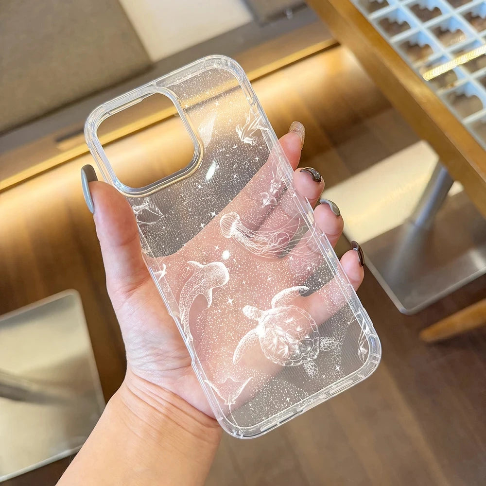 Phone Case For iPhone 17 16 15 14 13 12 11 Pro Air 16E 16Pro Max X XS XR SE2 7 8 Plus Seaside Cowboys Ocean Transparent Cover