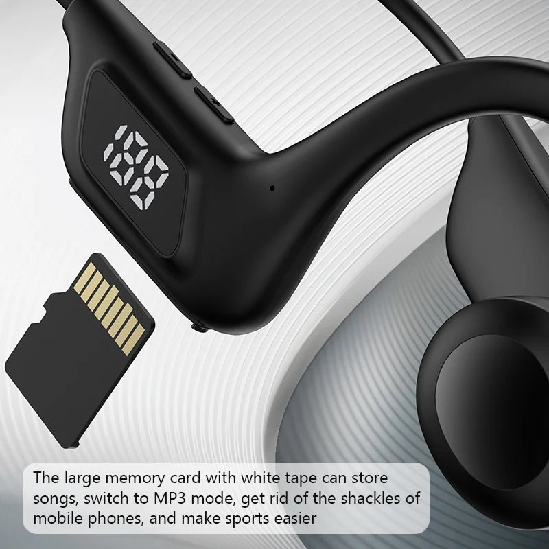 JS7 Wireless Ear-hook Open-type OWS Air Conduction Headphone LED Power Display Memory Card Insertable Bluetooth Earphones Earbud