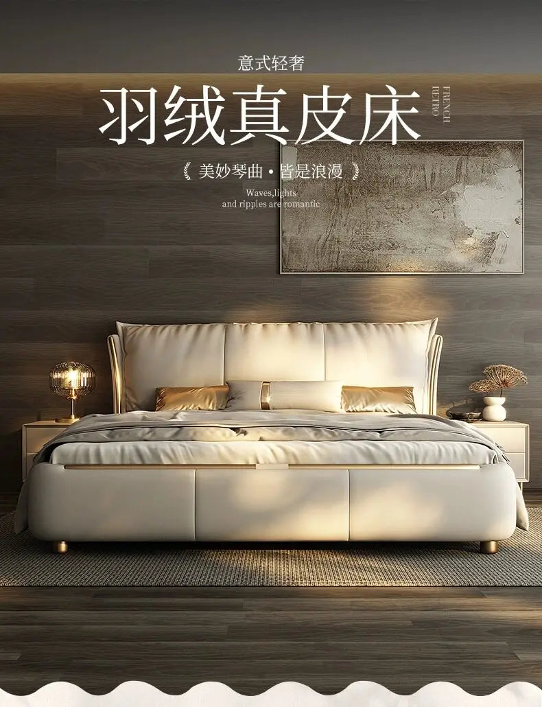 Bedroom Furniture Italian Simple Double Bed Frames Full Size Queen Soft Backrest Wedding Bed Muebles De Dormitorio Furniture