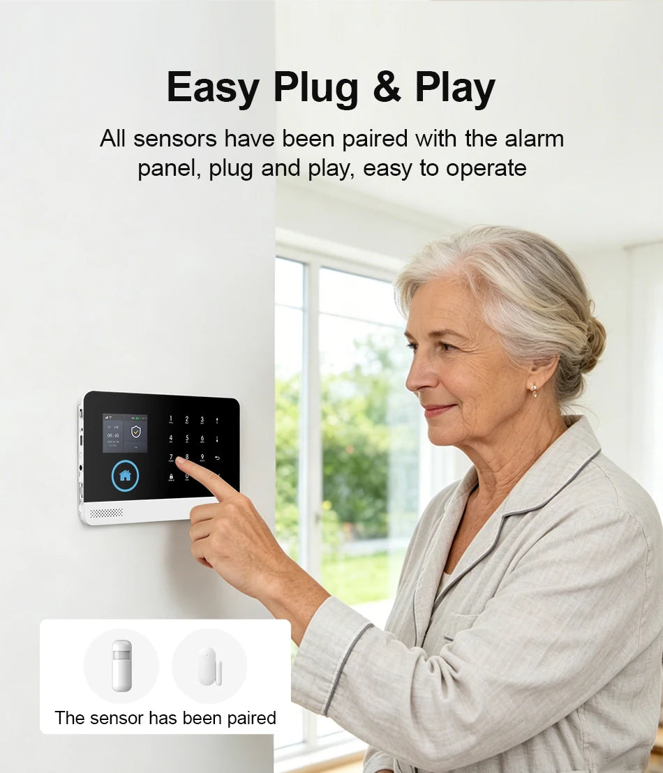 PGST WiFi 4G Home Alarm Security System Set Alexa Automation Alarm Security Protection Door Motion Works with Tuya Smart Life