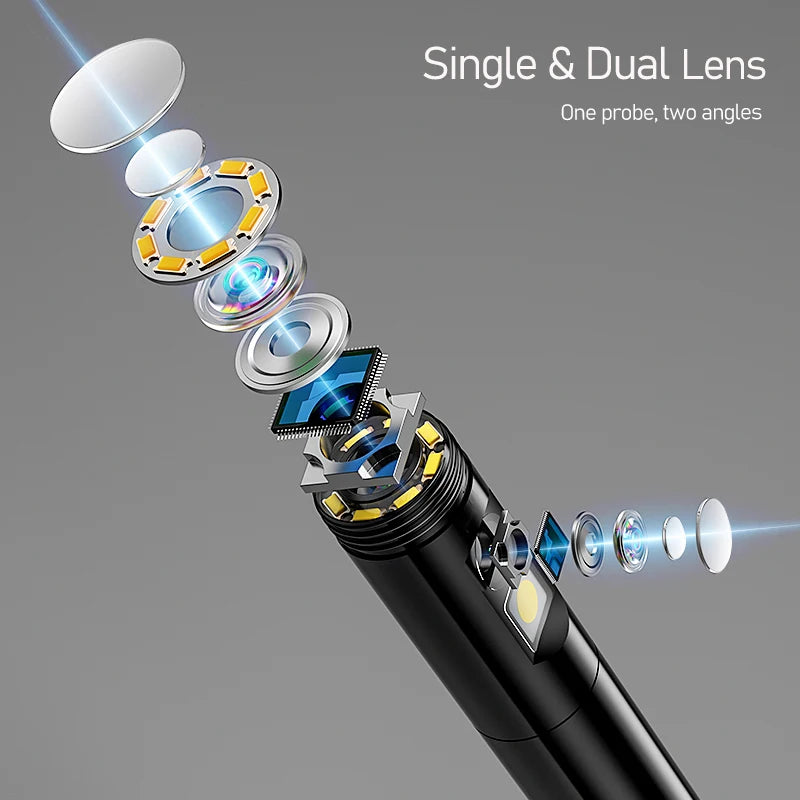 Endoscope Camera 4.3'' IPS Screen Single Dual Lens Waterproof Snake Plumbing Camera Car Inspection Borescope 8MM Probe 8LEDs