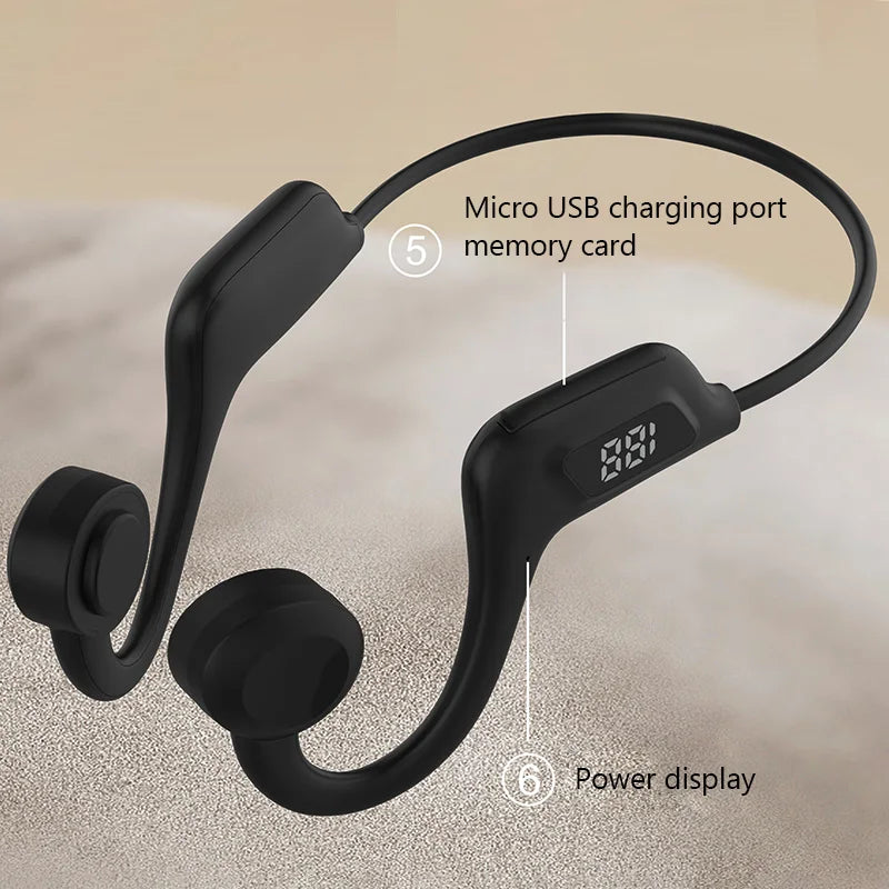 JS7 Wireless Ear-hook Open-type OWS Air Conduction Headphone LED Power Display Memory Card Insertable Bluetooth Earphones Earbud