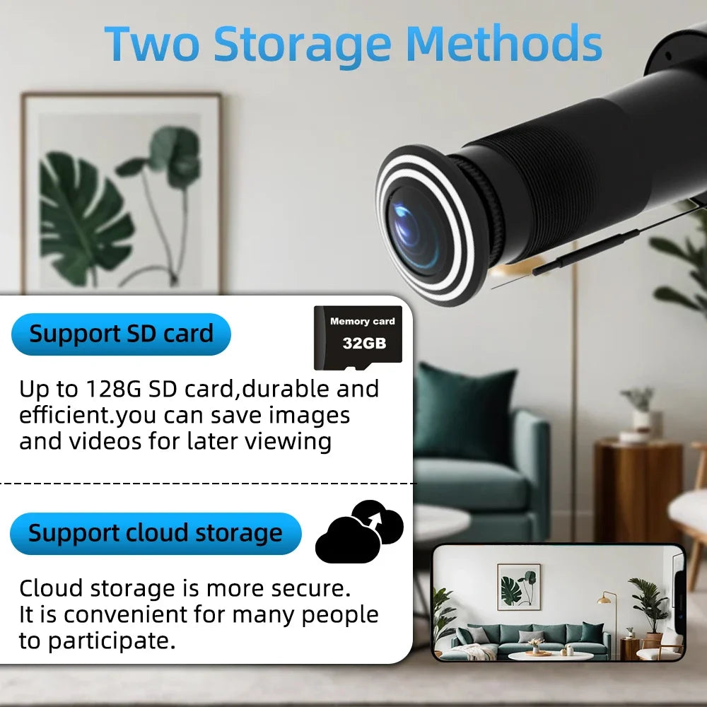 4MP HD Video Peephole WiFi Camera 170° Wide-angle Human Detection Audio Door Viewer Video-eye Wireless FIsheye Camera Tuya APP