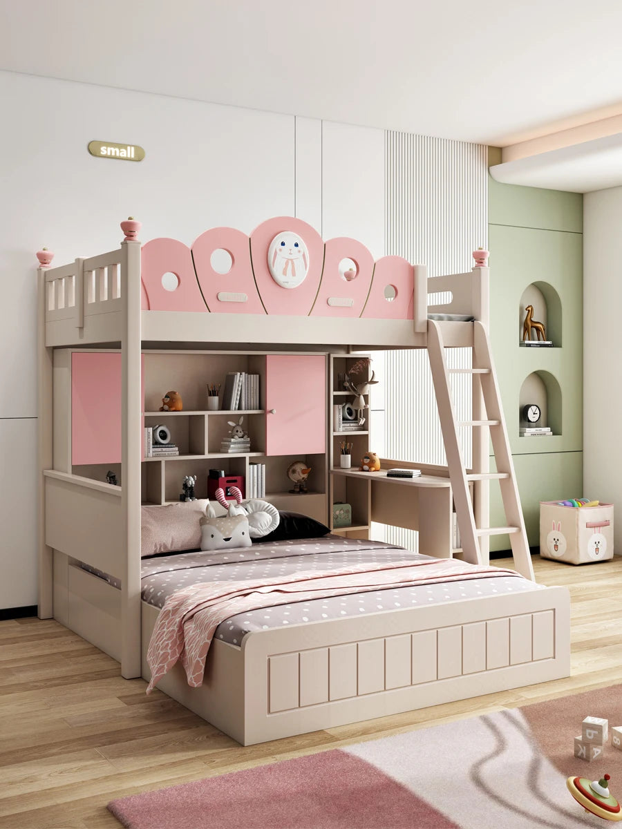 Bed with Wardrobe, Bunk Beds with Slide and Steps,children Bedrooms High Bed, Mebles Enfan, Kids Room Furniture