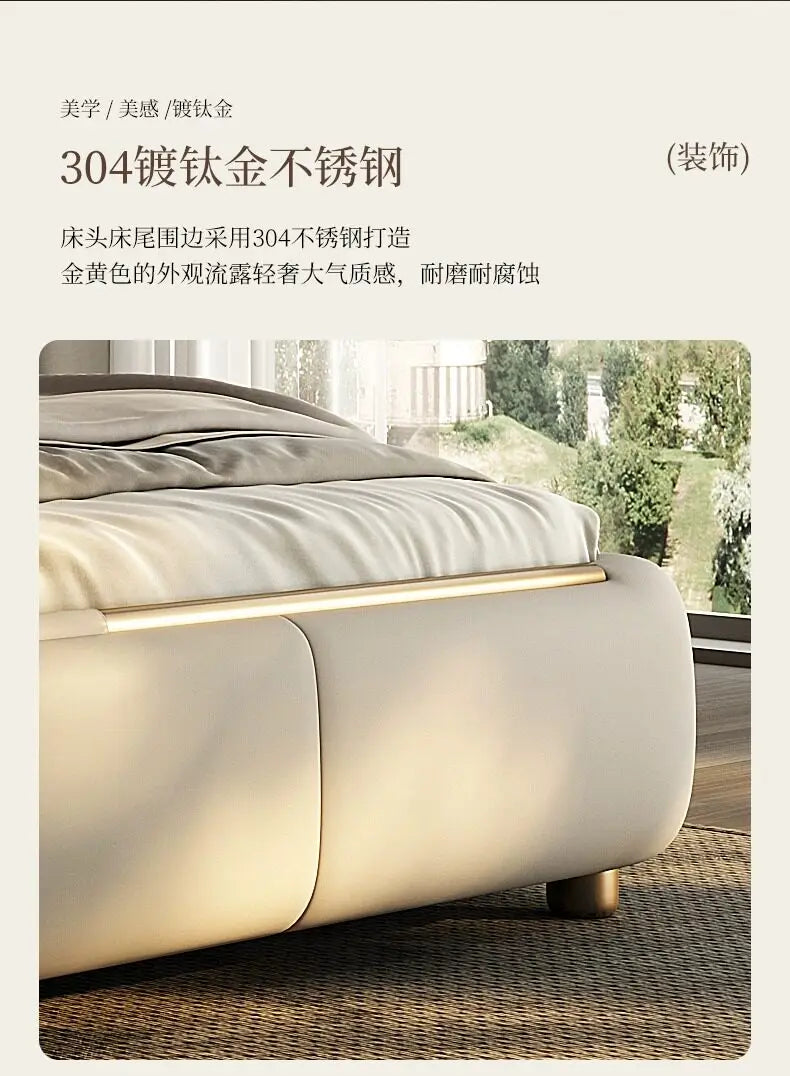 Bedroom Furniture Italian Simple Double Bed Frames Full Size Queen Soft Backrest Wedding Bed Muebles De Dormitorio Furniture