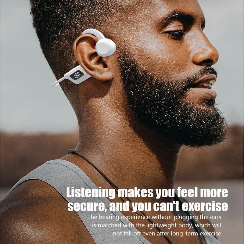 JS7 Wireless Ear-hook Open-type OWS Air Conduction Headphone LED Power Display Memory Card Insertable Bluetooth Earphones Earbud