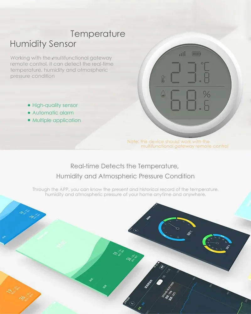 Tuya Smart ZigBee Temperature And Humidity Sensor Wireless LED Screen Display Working With Google Assistant Tuya Zigbee Hub