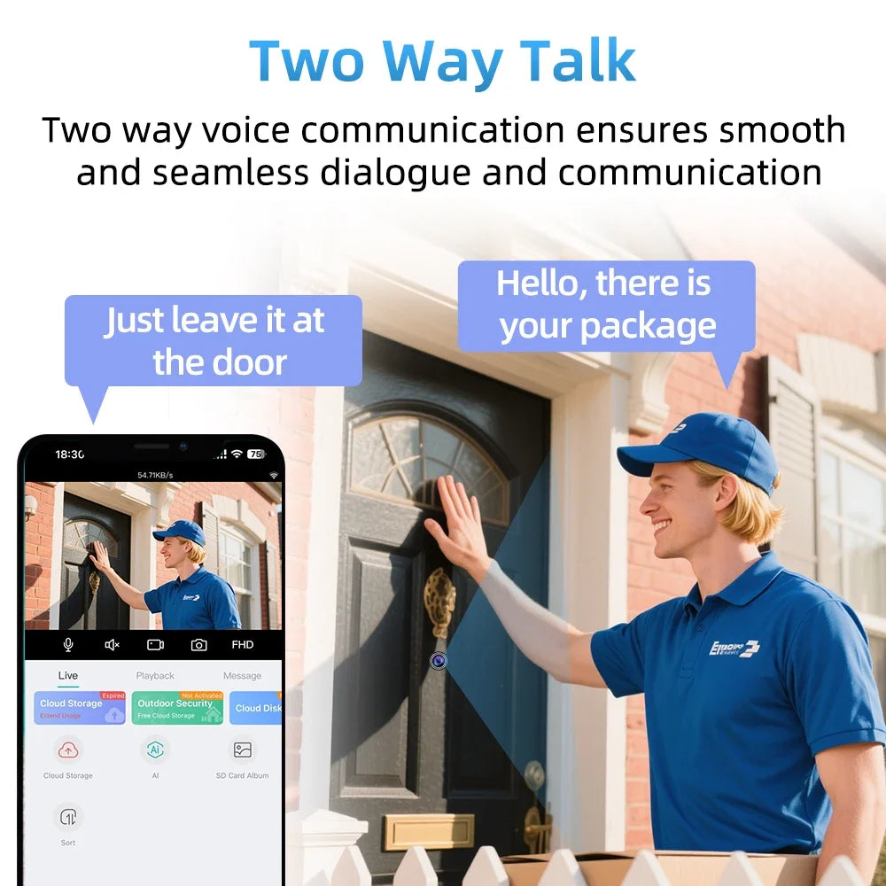 4MP HD Video Peephole WiFi Camera 170° Wide-angle Human Detection Audio Door Viewer Video-eye Wireless FIsheye Camera Tuya APP