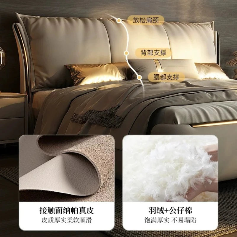 Bedroom Furniture Italian Simple Double Bed Frames Full Size Queen Soft Backrest Wedding Bed Muebles De Dormitorio Furniture