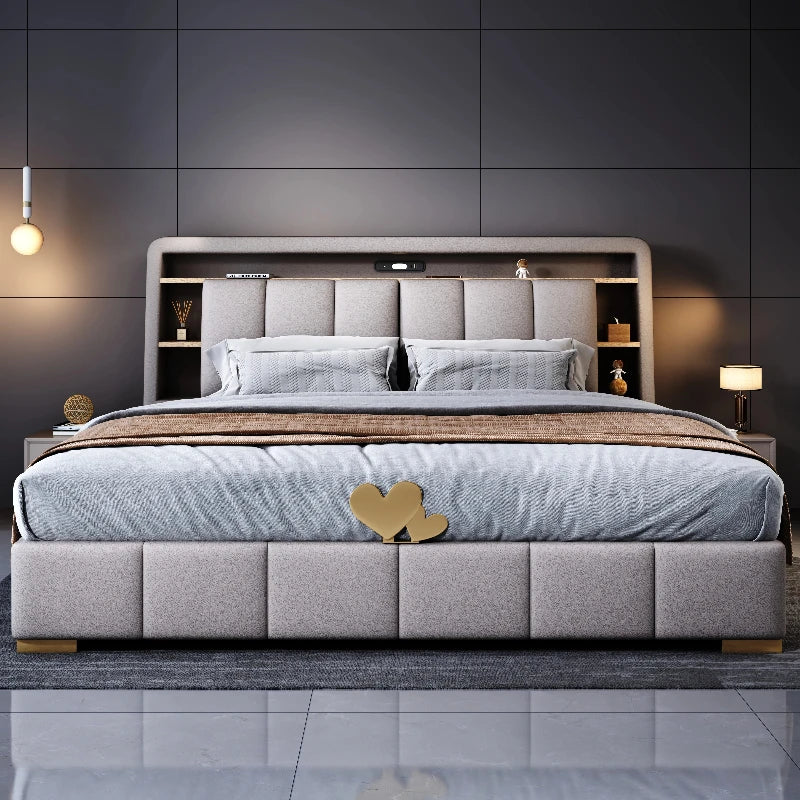 Bedroom Italian Type Bed Modern Aesthetic Double Storage Bed Headboards Multifunction Cama De Lujo Para Dormitorio Furnitures