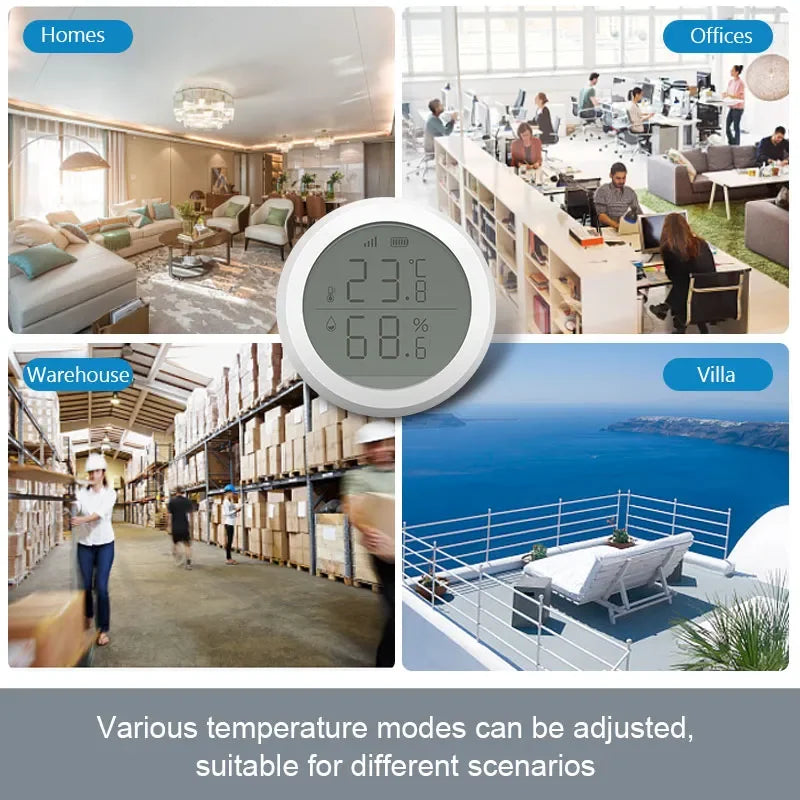 Tuya Smart ZigBee Temperature And Humidity Sensor Wireless LED Screen Display Working With Google Assistant Tuya Zigbee Hub