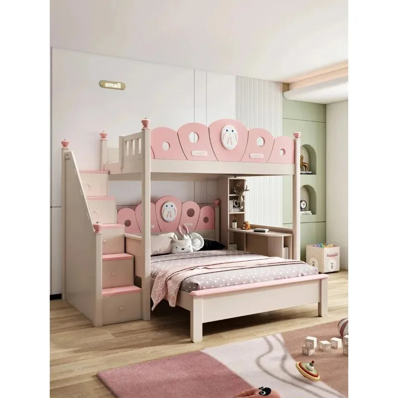 Bed with Wardrobe, Bunk Beds with Slide and Steps,children Bedrooms High Bed, Mebles Enfan, Kids Room Furniture