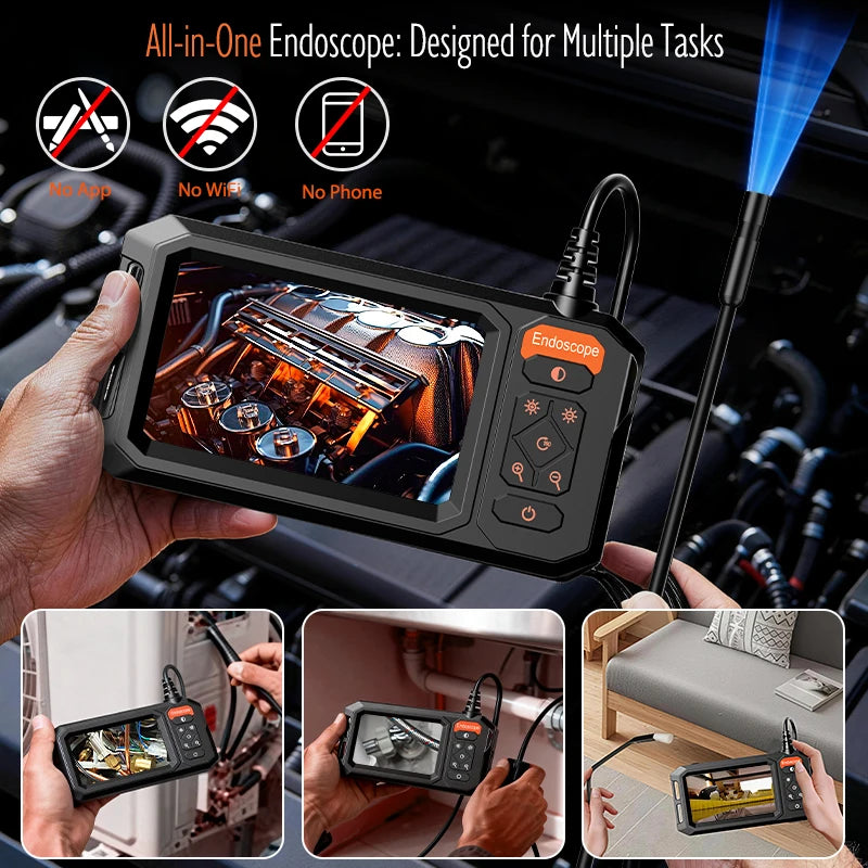Endoscope Camera 4.3'' IPS Screen Single Dual Lens Waterproof Snake Plumbing Camera Car Inspection Borescope 8MM Probe 8LEDs