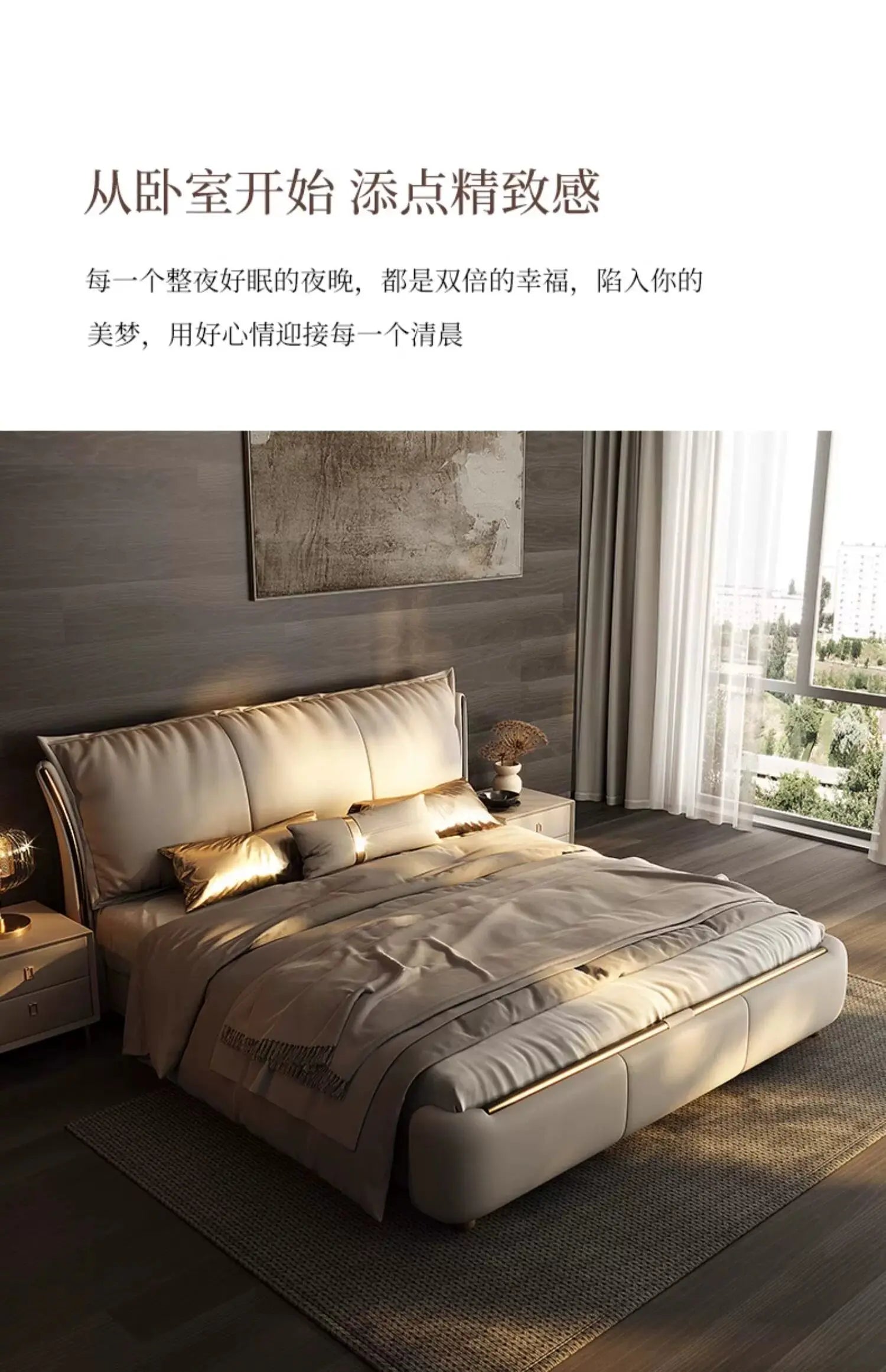 Bedroom Furniture Italian Simple Double Bed Frames Full Size Queen Soft Backrest Wedding Bed Muebles De Dormitorio Furniture