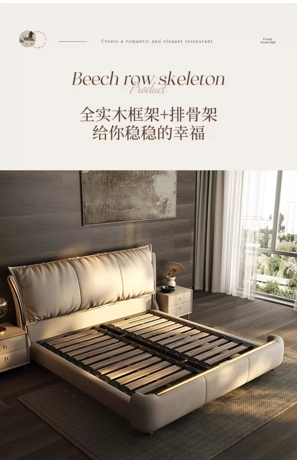 Bedroom Furniture Italian Simple Double Bed Frames Full Size Queen Soft Backrest Wedding Bed Muebles De Dormitorio Furniture
