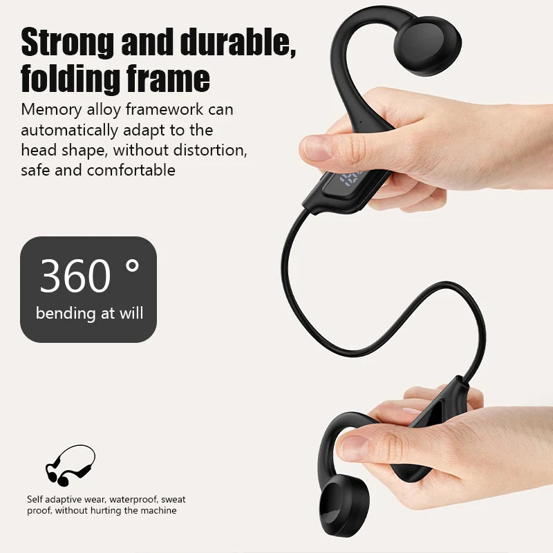 JS7 Wireless Ear-hook Open-type OWS Air Conduction Headphone LED Power Display Memory Card Insertable Bluetooth Earphones Earbud