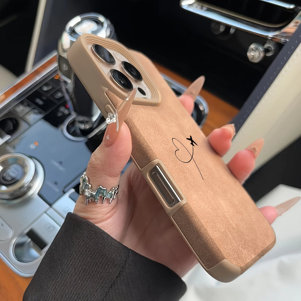 Airplane Route Love Heart Design Faux Leather Phone Case For iPhone 17 16 15 14 13 12 11 Pro Max XS X XR 16 15 Plus 17 Air Cover