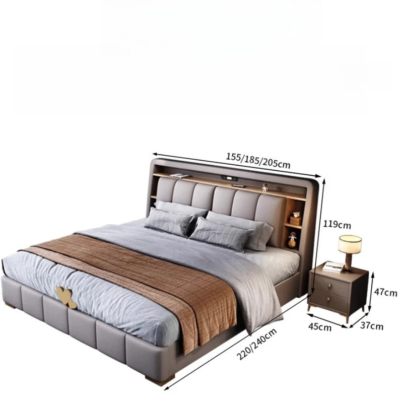 Bedroom Italian Type Bed Modern Aesthetic Double Storage Bed Headboards Multifunction Cama De Lujo Para Dormitorio Furnitures
