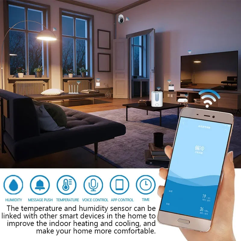Tuya Smart ZigBee Temperature And Humidity Sensor Wireless LED Screen Display Working With Google Assistant Tuya Zigbee Hub