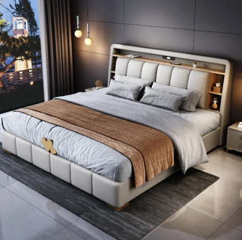 Bedroom Italian Type Bed Modern Aesthetic Double Storage Bed Headboards Multifunction Cama De Lujo Para Dormitorio Furnitures