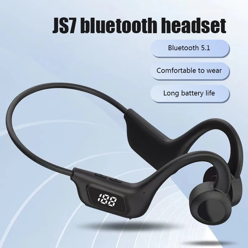JS7 Wireless Ear-hook Open-type OWS Air Conduction Headphone LED Power Display Memory Card Insertable Bluetooth Earphones Earbud