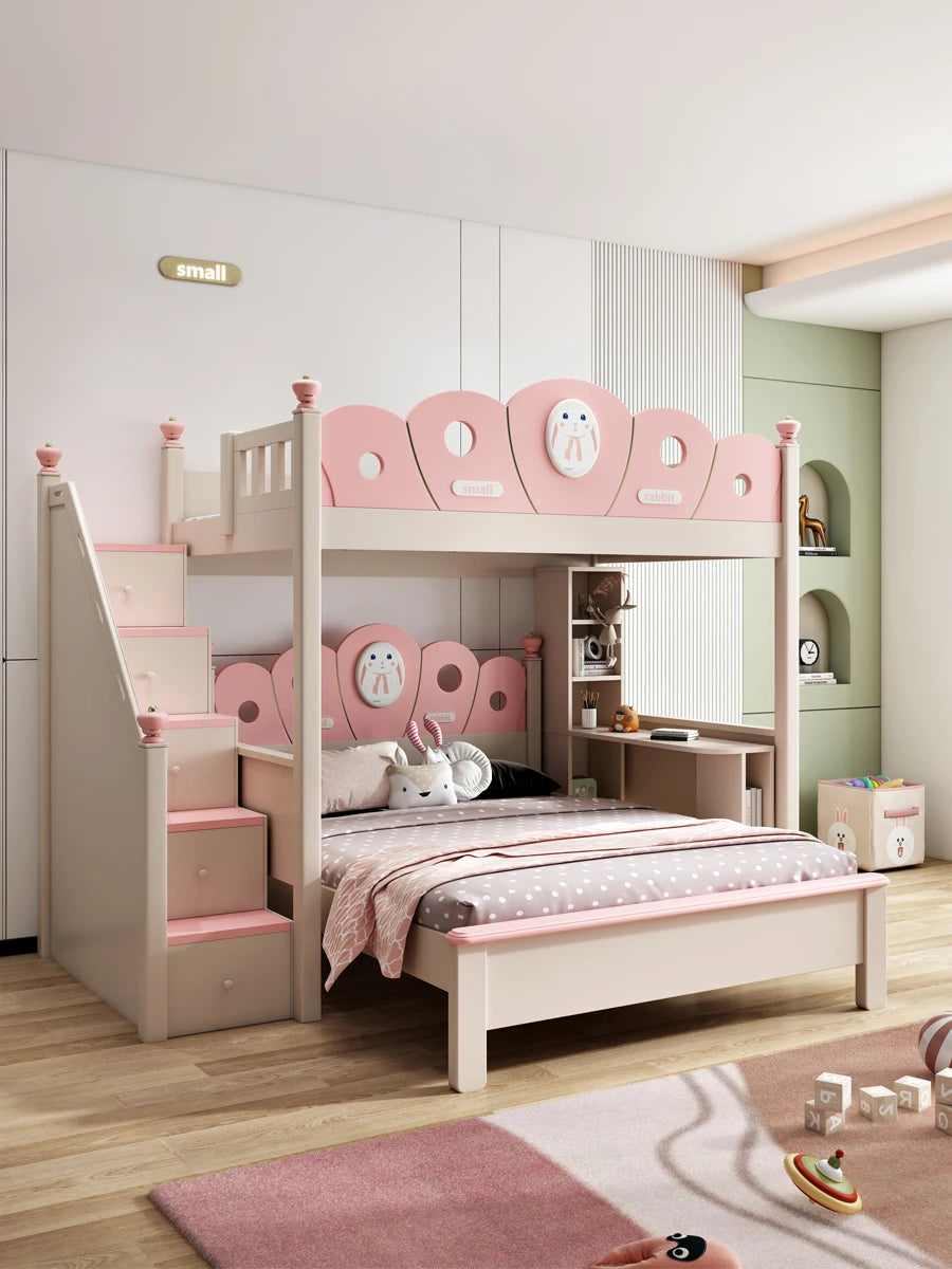 Bed with Wardrobe, Bunk Beds with Slide and Steps,children Bedrooms High Bed, Mebles Enfan, Kids Room Furniture