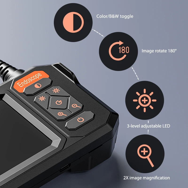 Endoscope Camera 4.3'' IPS Screen Single Dual Lens Waterproof Snake Plumbing Camera Car Inspection Borescope 8MM Probe 8LEDs