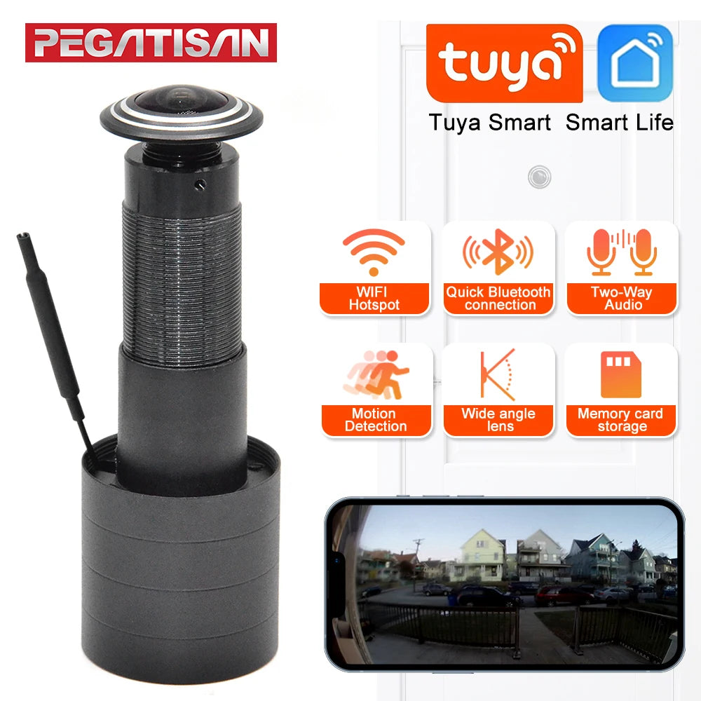 4MP HD Video Peephole WiFi Camera 170° Wide-angle Human Detection Audio Door Viewer Video-eye Wireless FIsheye Camera Tuya APP