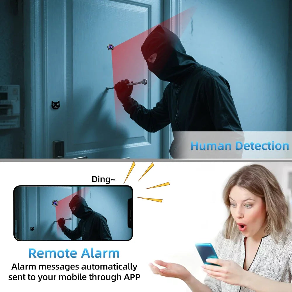 4MP HD Video Peephole WiFi Camera 170° Wide-angle Human Detection Audio Door Viewer Video-eye Wireless FIsheye Camera Tuya APP
