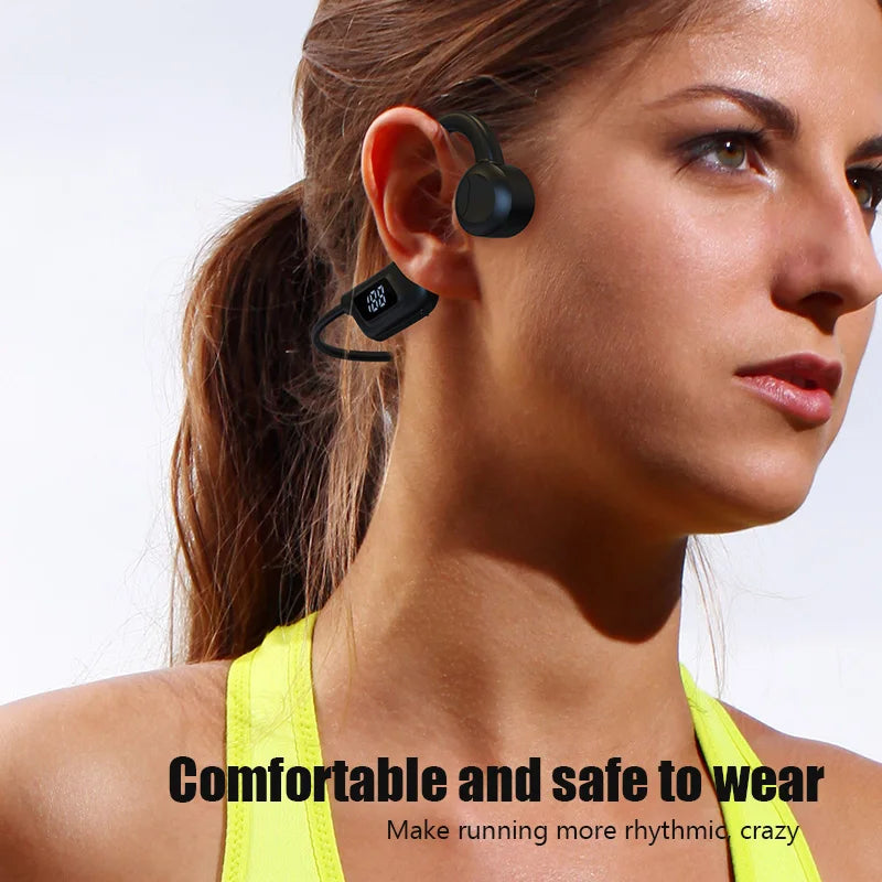 JS7 Wireless Ear-hook Open-type OWS Air Conduction Headphone LED Power Display Memory Card Insertable Bluetooth Earphones Earbud