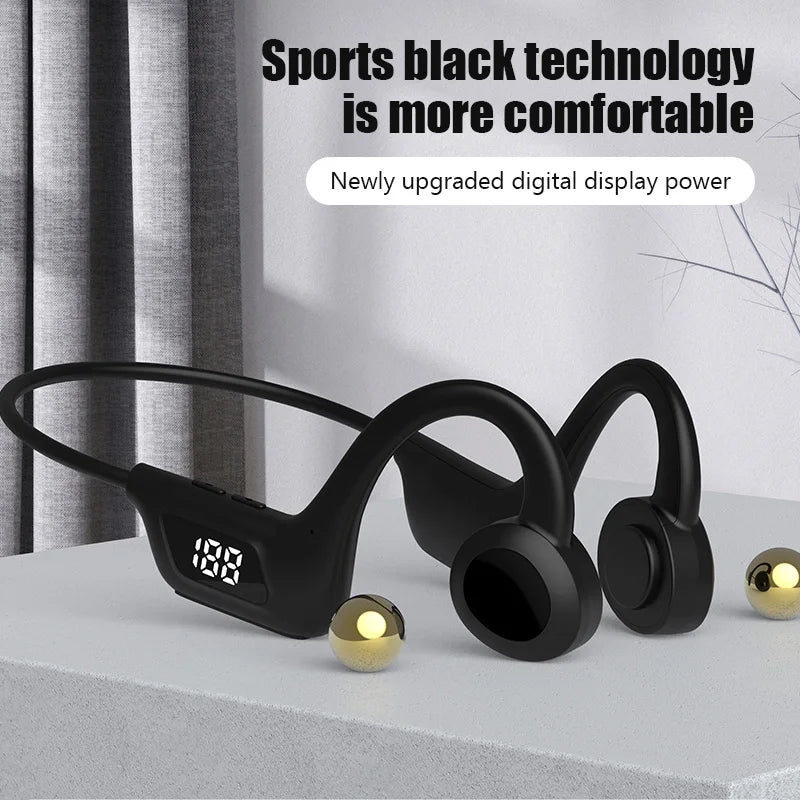 JS7 Wireless Ear-hook Open-type OWS Air Conduction Headphone LED Power Display Memory Card Insertable Bluetooth Earphones Earbud