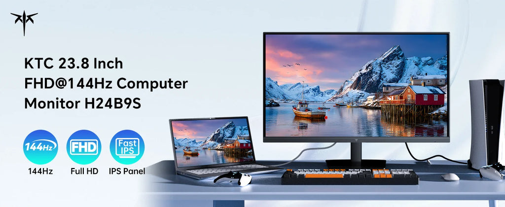 KTC Gaming Monitor, FHD@144Hz 120Hz Monitor with IPS Panel, Hardware Anti-Blue Light, 95% DCI-P3, 99% sRGB, ΔE＜2, 300 cd/㎡, 5ms