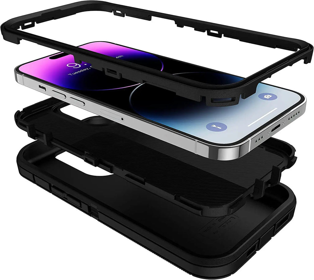3 IN 1 Heavy Duty Armor Shockproof Dust-Proof Case For iPhone 15 14 13 12 11 16Pro MAX  MINI XSMAX XR X XS SE 6 7 8 PLUS Cover
