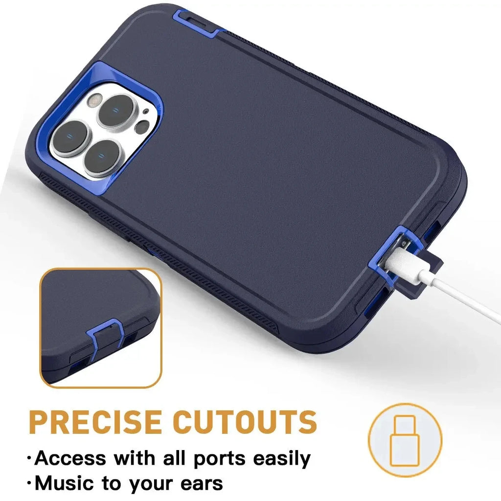 3 IN 1 Heavy Duty Armor Shockproof Dust-Proof Case For iPhone 15 14 13 12 11 16Pro MAX  MINI XSMAX XR X XS SE 6 7 8 PLUS Cover